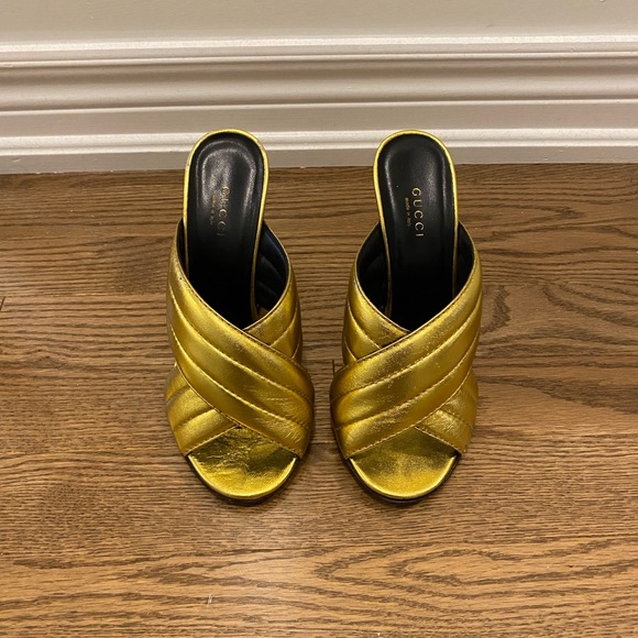 Metallic Gold Gucci Mules / Heels size 37 - Picture 2 of 6